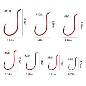 Eupheng – hameçons de pêche de sport en acier à haute teneur en carbone, becs de poulpe décalés, nickel noir ou couleurs rouges, tailles 8 # à EP-8299 # E10, 9/0 - Product Image 6