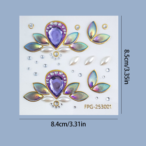 Autocollants irisés en <span class=keywords><strong>strass</strong></span> pour le front, auto-adhésifs sans colle, pour le <span class=keywords><strong>visage</strong></span>, pour festival de musique, fête, maquillage de scène - Product Image 2
