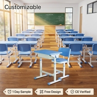 Chaise de bureau d'étudiant simple à hauteur réglable de style moderne, mobilier de salle de classe avec tiroir et patins en plastique, ensembles scolaires