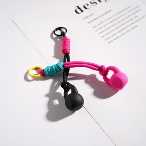 <span class=keywords><strong>Llavero</strong></span> de fitness con forma de Kettlebell y Mancuerna, hecho a mano con cuerda trenzada, accesorio colgante para bolso de gimnasio, estilo Macaron, deportivo, para llaves de coche - Product Image 1