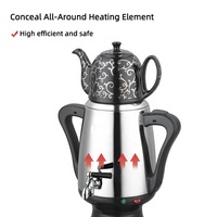 Théière turque électrique de luxe de grande capacité en acier inoxydable théière bouilloire Samovar russe
