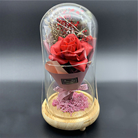 Mini roses multicolores, 1 pièce, fleurs artificielles, pour un cadeau romantique de saint-valentin, vente en gros, sous dôme de verre transparent