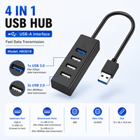 Hub USB 4-en-1 en gros avec puce GL850S, adaptateur d'extension USB haute vitesse 3.0 vers ports USB 3.0 et 2.0, en stock pour PC