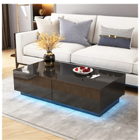 Meuble de table basse en bois carré moderne, nouveau modèle créatif, design moderne, couleur blanche, éclairage LED, côté, table de thé