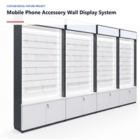 Exhibidor de Teléfonos Móviles Personalizado, Panel LED de Pared con Ganchos, Caja de Luz, Gabinete de Almacenamiento con Cerradura, para Tiendas Minoristas, Fabricante OEM ODM