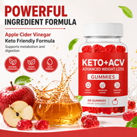Gummies au vinaigre de cidre de pomme Keto certifiées GMP, marque privée, 60 unités, pour le soutien à la gestion du poids – Gummies Keto ACV