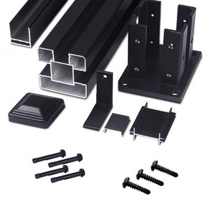 Clôture de Jardin en WPC avec Poteau en Alliage d'Aluminium, Base en HDPE, Cadre Naturel en Bois Traité sous Pression, Accessoires pour Clôture Extérieure et Portail - Product Image 1