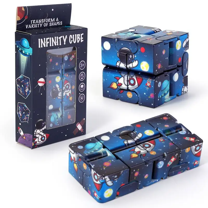 F2-497 New Fidget toy Christmas spaceman infinite magic cube new luminous star sky color magic cube children's educational toy