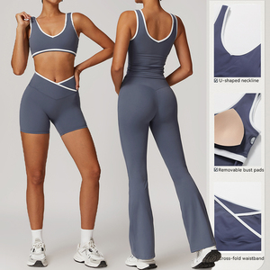2025 Pilates <span class=keywords><strong>ropa</strong></span> deportiva transpirable gimnasio Fitness <span class=keywords><strong>ropa</strong></span> deportiva Cruz cintura alta <span class=keywords><strong>ropa</strong></span> de entrenamiento 2 piezas conjunto de Yoga - Product Image 2