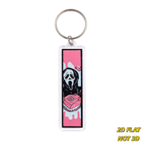 Porte-clés rose d'horreur avec masque hurlant de dessin animé, téléphone rétro et cœurs, style gothique Y2K en acrylique, parfait