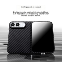 Étui de téléphone personnalisé en fibre d'aramide de luxe, léger, antichoc, anti-empreintes digitales, avec anneau magnétique en relief pour iPhone 18 Duo Pro Max