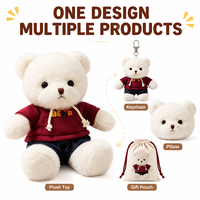 Fabricant OEM/ODM de jouets en peluche ours à capuche blancs personnalisés, directement de l'usine, pour marques de distributeurs et commandes en gros, porte-clés en peluche
