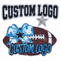 Patch à sequins personnalisé en gros, applique thermocollante pour logo, pour vêtements de supporter universitaires, de cheerleading et de football, faible MOQ, direct usine