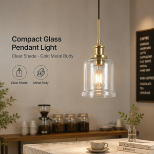 Modern Glass Pendant <b>Light</b> Gold Metal Body Clear Shade E27 Warm Indoor <b>Dining</b> Restaurant Kitchen Island Lighting - Product Image 2