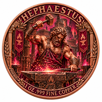 Pièces de monnaie en cuivre fin .999 de 1 oz, série Mythologie Grecque Antique, double face, haute relief, design commémoratif UV, artisanat métallique