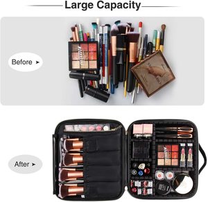 Organizador de bolsa de maquillaje profesional, estuche cosmético de viaje impermeable grande, logotipo personalizado, divisores ajustables, almacenamiento para artistas de maquillaje - Product Image 3