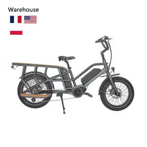 Chinese Factory City Family Delivery Electric Bicycle Dual Battery Cargo E Bike Bafang Mid Drive 350w Ebike with Baskets