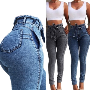 Jeans de Mujer Talla Grande 5XL 2020 con Elástico, Jeans de Mezclilla Ajustados de Cintura Alta con Lazo para Mujer - Product Image 1
