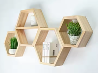 Étagères flottantes hexagonales extra larges-Lot de 4-Étagères octogonales en nid d'abeille Étagères murales suspendues Décor en nid d'abeille