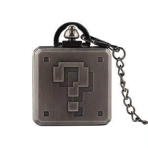 <strong>Mario</strong> Bros Pixel Question Box Square Pendant Clock Bronze Steampunk Pocket <strong>Watch</strong> With Chain Pocket <strong>Watch</strong> for Men Christmas Gifts - Product Image 4
