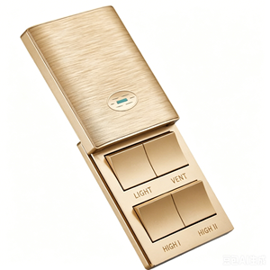 Luxury PC Wall <b>Switch</b> 1-<b>Switch</b> <b>Touch</b> Control Light Vent High I High II Gold Finish IP20 2A 5V Wi-Fi Enabled Smart Life App - Product Image 2