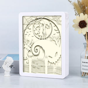 Lámpara de tallado de papel, marco de fotos pintado personalizado, cajas de sombra, luces de pesadilla antes de Navidad, directo de fábrica - Product Image 2