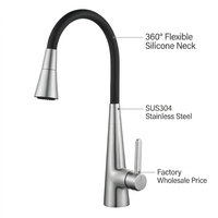 Robinet de cuisine universel multicolore en acier inoxydable 304 à poignée unique pour eau froide et chaude