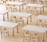 Ensemble de table et chaises durables pour la sécurité des enfants de maternelle, table de dessin et de gribouillage pour six personnes, table en plastique réglable en hauteur