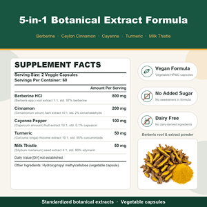 Extracto de Raíz de Berberina Complejo 97% Estandarizado, 120 Cápsulas Vegetales, Apoya la Salud Metabólica del Corazón con Canela y Cúrcuma - Product Image 2