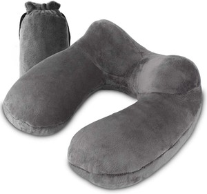 Oreiller de voyage gonflable avec housse en velours doux et <span class=keywords><strong>sac</strong></span> compact pour adultes, idéal pour dormir en avion, en voiture, au bureau, accessoires de voyage - Product Image 1