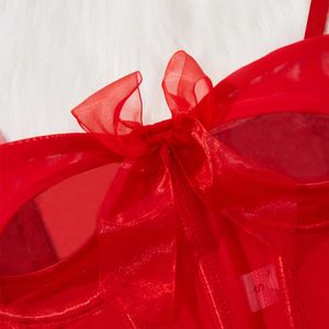 Прозрачное Сетчатое нижнее белье с бантом прозрачная рыболовная сетка на шнуровке боди-стринги сексуальное женское нижнее белье - Product Image 4