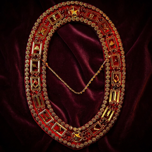 Blue Lodge Chain <b>Collar</b> Luxury Gold Plated Red Velvet Hand Embroidered Adjustable Fit Traditional Masonic Regalia Jewel Holder - Product Image 1