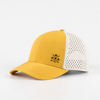 Casquette de golf structurée à 6 panneaux Oxford, perforée au laser, visière incurvée, pour le sport et l'entraînement, avec points en caoutchouc personnalisés