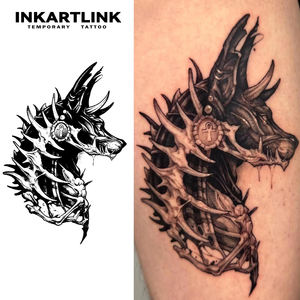 INKARTLINK - Pegatina de <span class=keywords><strong>Tatuaje</strong></span> para el Cuerpo, Pegatina de <span class=keywords><strong>Tatuaje</strong></span> de Papel, Anubis Cyberpunk, Resistente al Agua, Ecológica, de Larga Duración, 15 Días, al por Mayor - Product Image 1