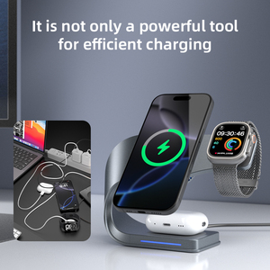 Support de chargeur magnétique sans fil <span class=keywords><strong>TEC</strong></span> Cooling 15W, station de charge rapide 4 en 1, dock en aluminium QC3.0 pour iPhone, Apple Watch, AirPods - Product Image 6