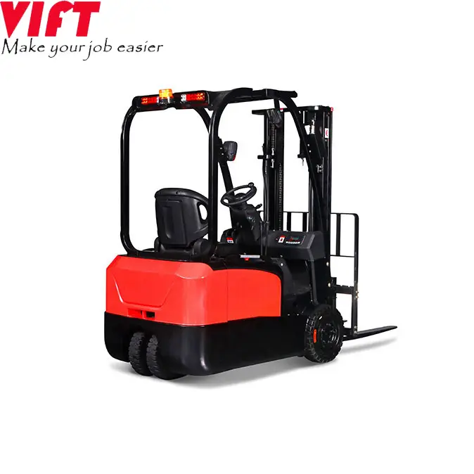 Shanghai VIFT Factory Price Electric Forklift Truck 1.5 1.8 2.0 Ton 3-wheel Electric Forklift Truck with Full Free Lift Mast