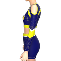 Ensemble d'uniformes de cheerleading All-Star étincelants personnalisés du fabricant-Haut court en tissu Mystique et jupe trapèze pour compétition de filles