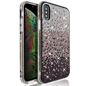 Xinge Gradient Glitter Bling Crystal Rhinestone Diamond Phone Case Cover UNTUK iPhone X Max XR X 8 7 Plus