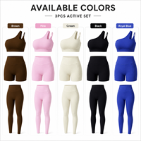 Ensemble de sport 2 pièces personnalisé pour femme, grande taille, avec legging et haut court asymétrique à une épaule, taille haute, poche avant, extensible dans les quatre sens