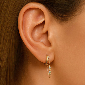 Pendientes de Aro con Borlas Clásicas de Plata de Ley S925, con Circonitas, Elegantes, para Mujer - Product Image 4