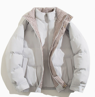 Veste d'hiver chaude à col montant, fermeture éclair, garniture intérieure à carreaux, coupe décontractée, multi-poches, vêtement d'extérieur décontracté pour tous les jours