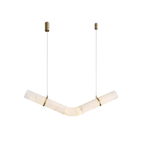 Nouveau design, lustre en albâtre personnalisé, art déco, salle à manger, salon, hauteur réglable, cadre en cuivre, luminaire suspendu en marbre, LED