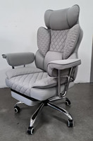 Kursi Kantor Kulit Ergonomis Sandaran Tinggi dengan Sandaran Kaki, Sandaran Kepala yang Dapat Disesuaikan, Kursi Eksekutif Putar untuk Kantor Rumah