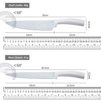 Ensemble de 7 couteaux de cuisine en acier inoxydable pour la maison avec bloc à couteaux blanc de luxe, couteaux de cuisine de luxe légers
