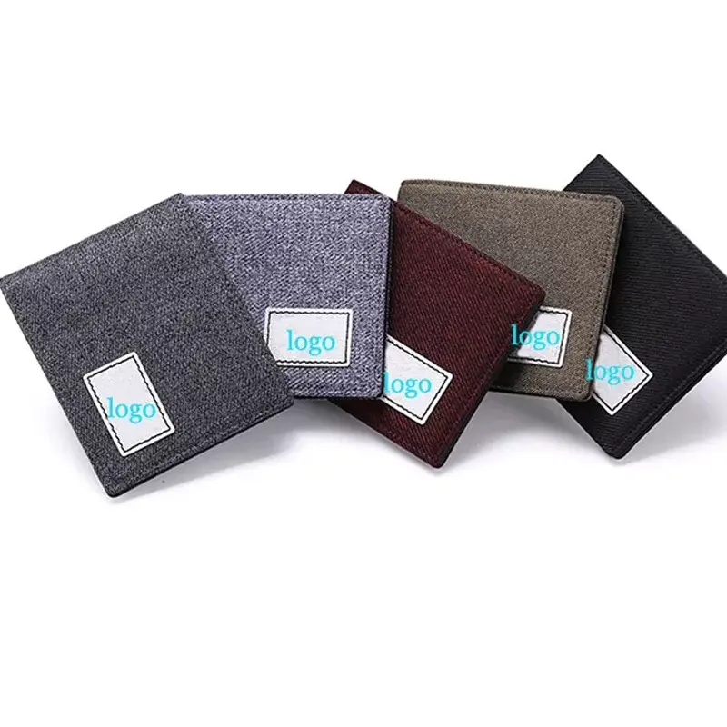 Custom Design Multi Colours Organic Fabric Thin Bifold Men's Wallets Leather Hemp Wallet