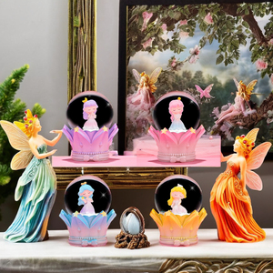 Scultura in Resina Castello delle Principesse, Globo di Neve con Luce e Musica, Fiaba Fantastica per Decorazione Casa e Regalo per Bambini - Product Image 2