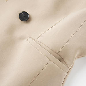 Elegante Giacca <span class=keywords><strong>Blazer</strong></span> Monopetto Beige con Bottoni, Scollo a V, Lunga e Traspirante per Donna - Product Image 4