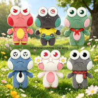 Peluche grenouille brodée personnalisée OEM ODM, jouet réconfortant, faible MOQ, poupée en peluche douce pour boîte surprise et cadeau pour enfants