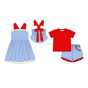 Pre-orden MOQ 5: Ropa de moda para niñas pequeñas con estampado del 4 de julio, tela suave de spandex/algodón orgánico y seda de leche. - Product Image 4