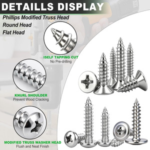 Cross Border Stainless Steel Wood Screws 810pcs Phillips Head Countersunk Self Tapping For Furniture Manufacturing - Product Image 3